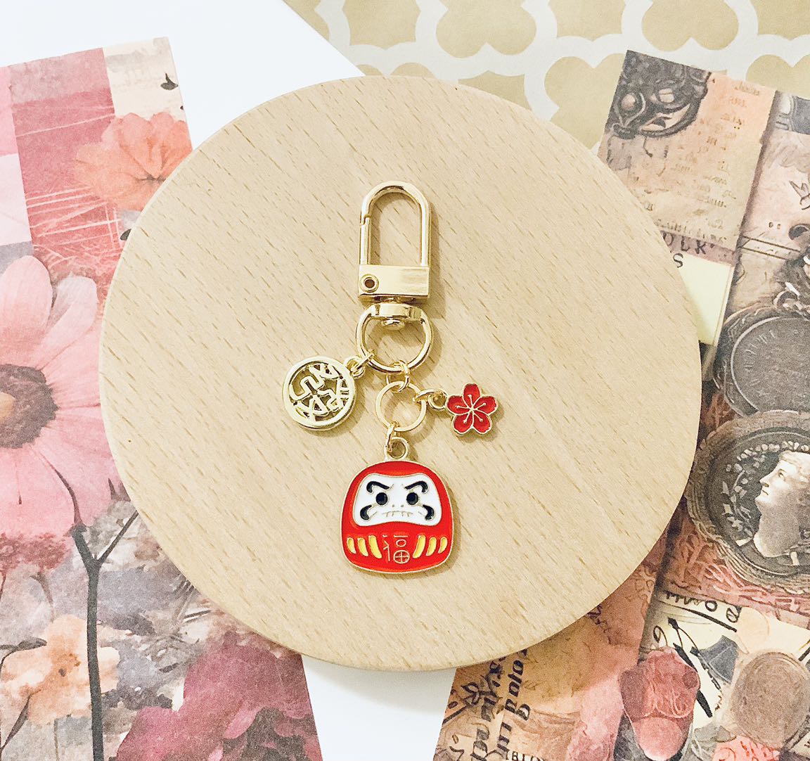 Daruma Enamel Keychain