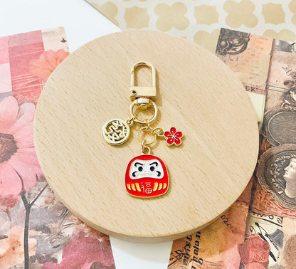 Daruma Enamel Keychain